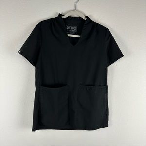 Figs Black Banepa Medical Nurse Scrub Top Size Small